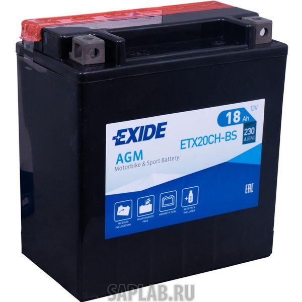 Купить EXIDE ETX20CHBS Акб Мото 12v 18а/Ч (Etx20ch-Bs/Ytx20ch-Bs) 150x87x161 (+/-) EXIDE ETX20CHBS