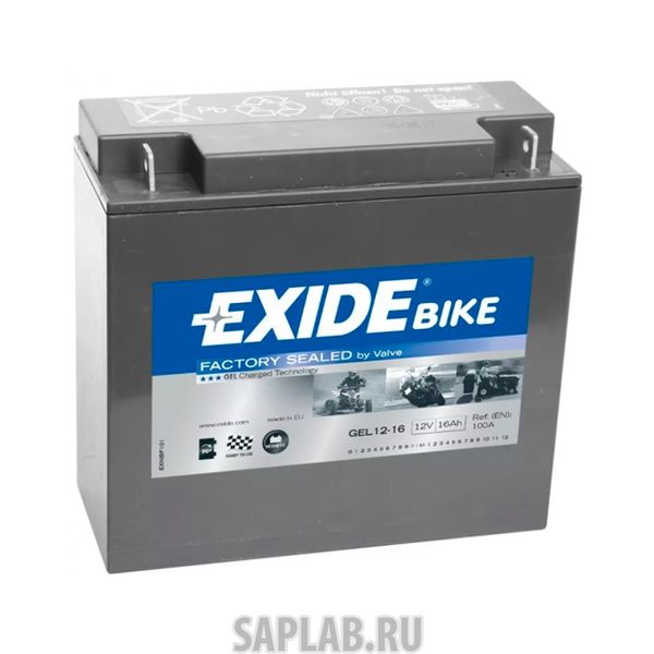Купить EXIDE GEL1216 АКБ Moto Gel 16 (20h)Ah 100a 180x75x165 Полярность Etn 0 Токовыводы M11 EXIDE  GEL12-16