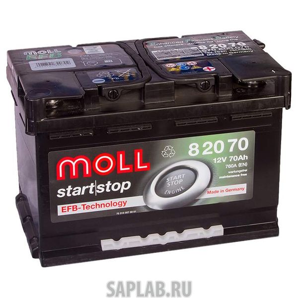 Купить MOLL 82070 Аккумулятор MOLL EFB 70R Start-Stop 760A 276x175x190