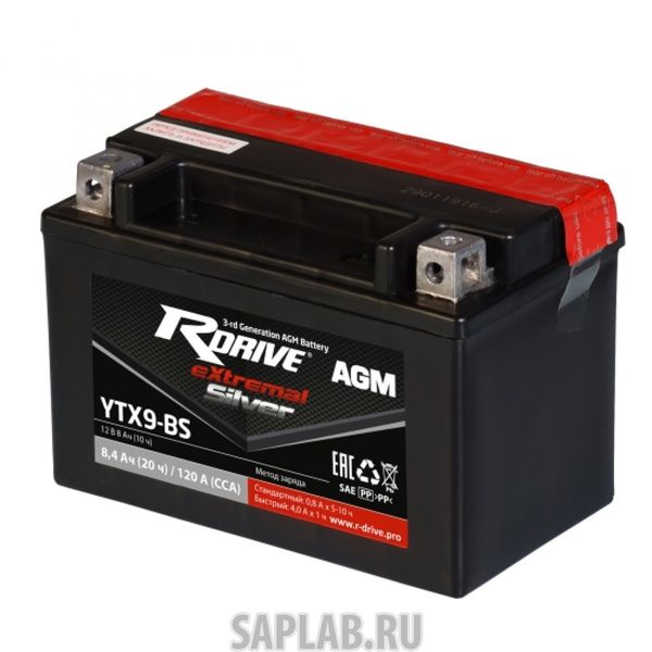 Купить RDRIVE RDRIVEYTX9BSSL Аккумулятор Silver RDRIVE-YTX9-BS SL 12В 8Ач 120CCA 150x87x105 мм Прямая (+-)