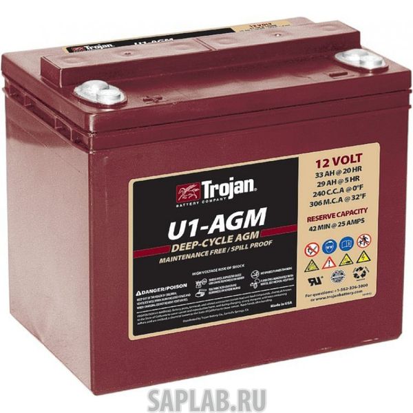 Купить TROJAN U1AGM Аккумулятор TROJAN U1-AGM 12V 33A (198х138х171)