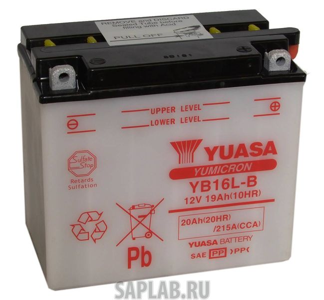 Купить YUASA YB16LB Аккумулятор Yuasa YB16L-B 12В 19Ач 215CCA 175x100x155 мм Обратная (-+)