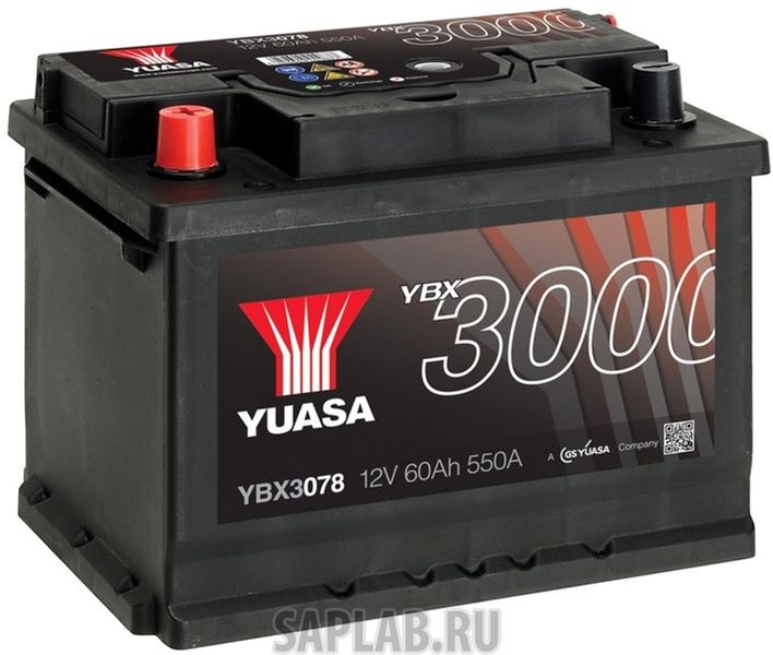 Купить YUASA YBX3078 Аккумулятор Yuasa SMF YBX3078 12В 60Ач 550CCA 243x175x190 мм Прямая (+-)