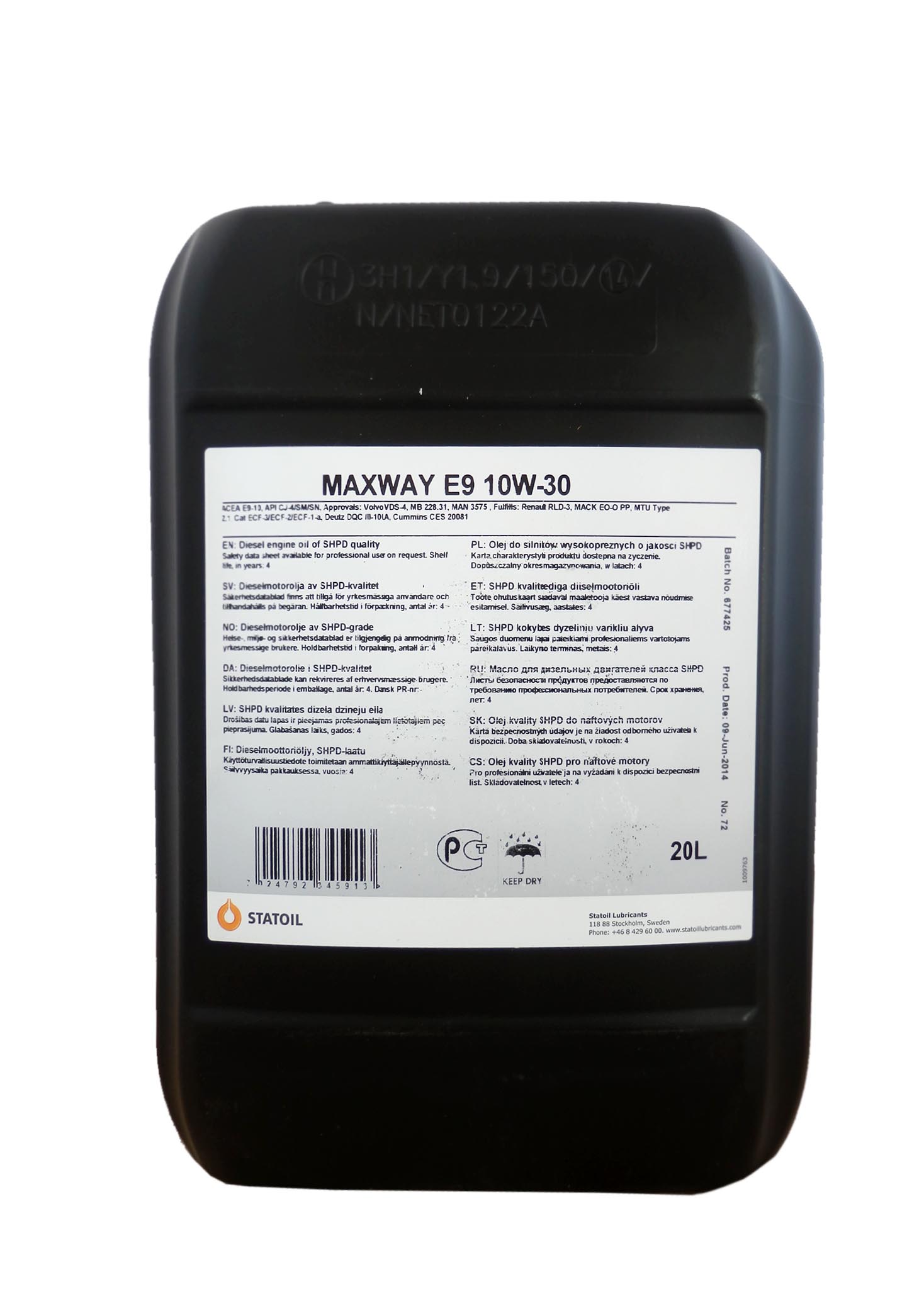 Купить Statoil 1001018 MaxWay E9 SAE 10W-30 (20л)