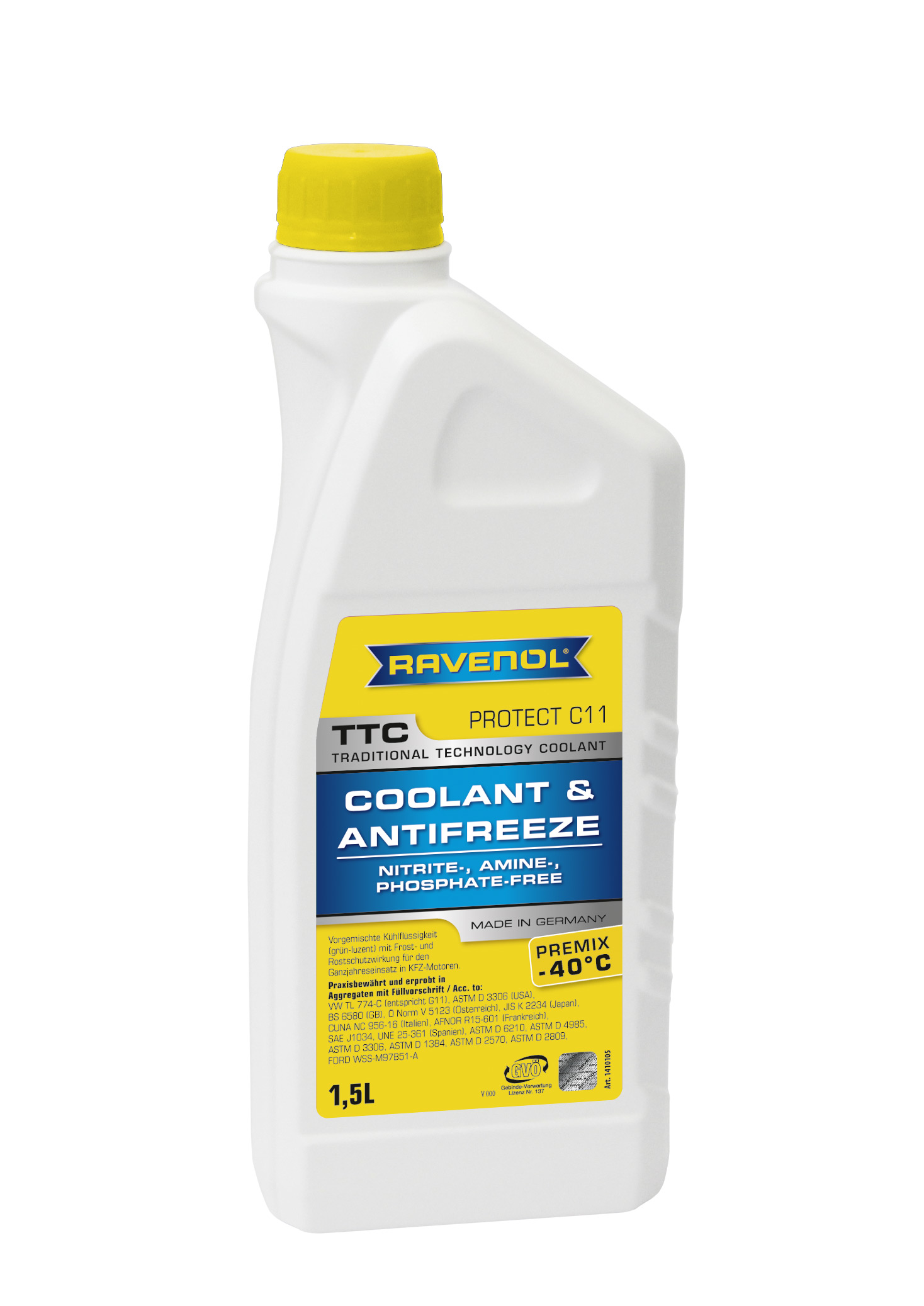 Купить Ravenol 4014835755314 Антифриз готовый к прим. жёлтый TTC Traditional Technology Coolant Premix ( 1,5л)