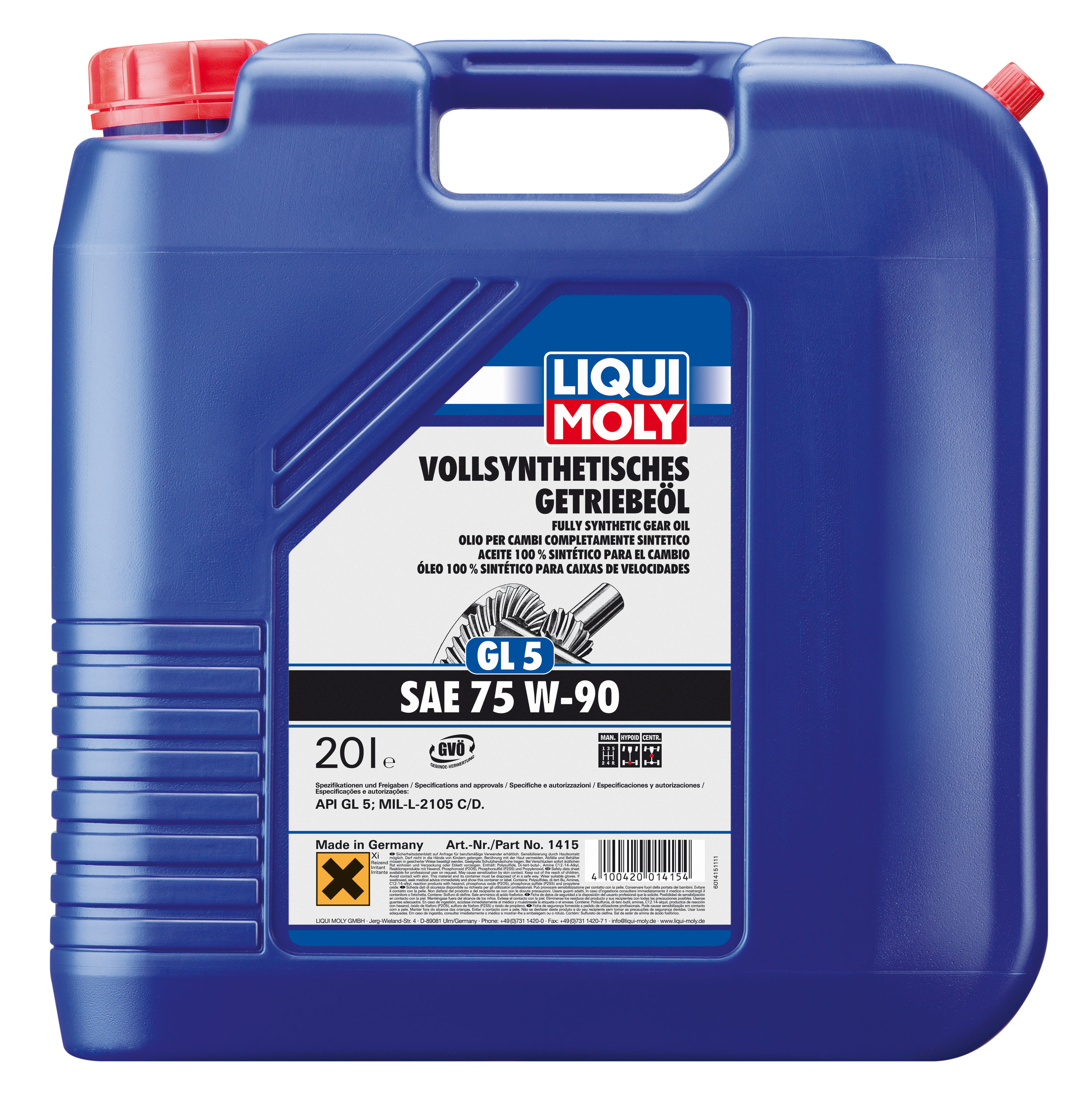 Купить Liqui moly 1415 Трансмиссионное масло Vollsynthetisches Getriebeoil SAE 75W-90