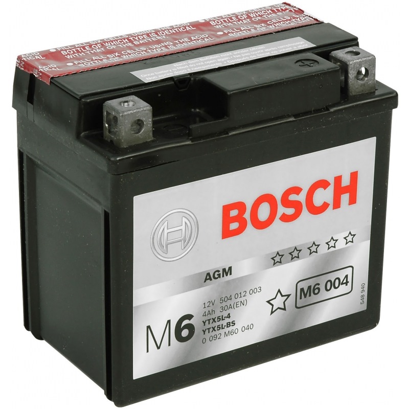 Купить BOSCH 0092M60040 Аккумулятор автомобильный BOSCH 0 092 M60 040 4 Ач