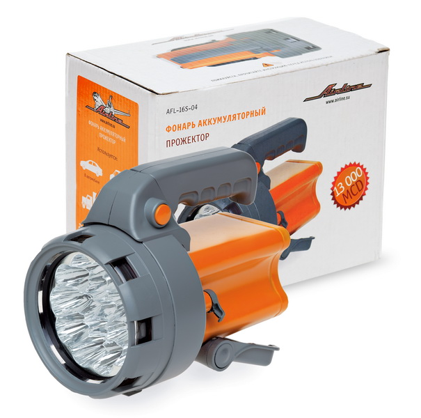 Купить Airline AFL16S04 Фонарь аккум. прожектор LEDx16 (с батареей 6В 2,4Ач)